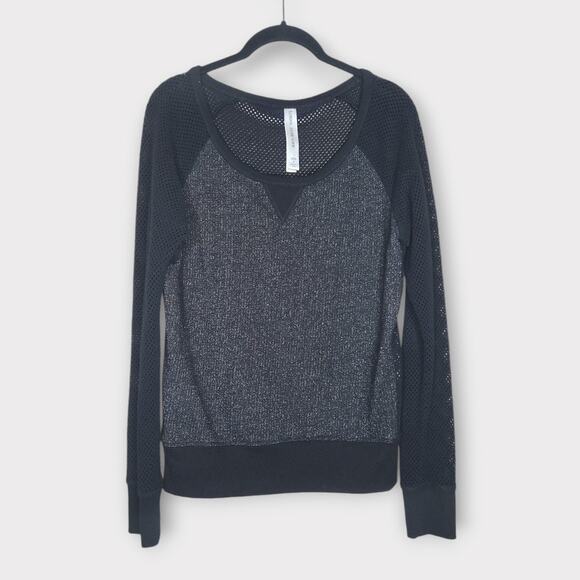 Lorna Jane Life Active Black Silver Sparkle Sweater Mesh Net Back Women's Small - Picture 2 of 7
